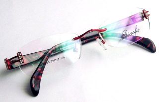 Crystal Eyeglass Frames Ladies Rimless Optical Red New