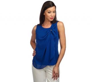 George Simonton Knit Tank with Georgette Overlay —