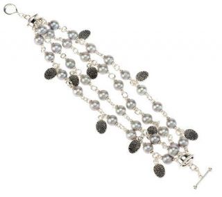 Michael Dawkins Sterling Silver Cultured Pearl Multi Strand 8 Bracelet 