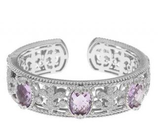 Ripka Choice of Fleur de Lis and Amethyst Design Hinged Cuff