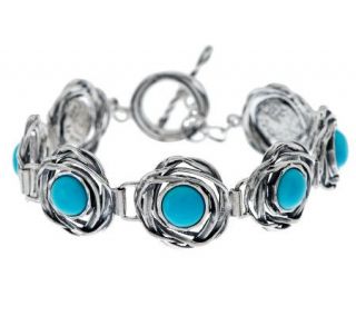 Or Paz Sculpted Sterling 8 Turquoise StationBracelet —