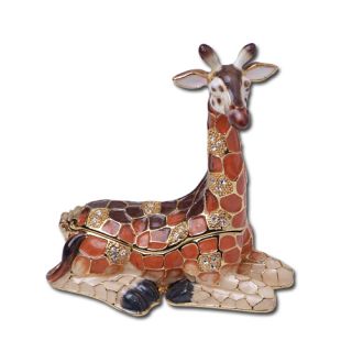 Giraffe Austrian Crystal Jewelry Trinket Box Pewter New