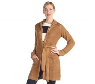 Luxe Rachel Zoe Hooded Cardigan Sweater with Removable Belt   A210918