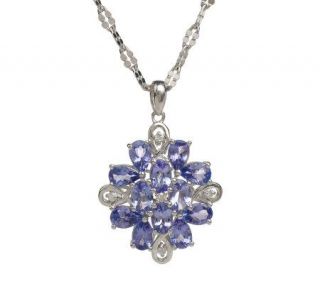 50 ct tw Tanzanite Sterling Cluster Pendant with Chain   J260192