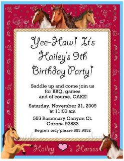  Personalized Birthday Party Invitation Red Cowgirl Cowboy Cute