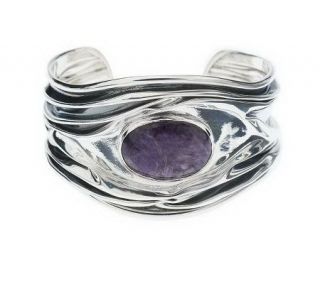 Dominique Dinouart Artisan Crafted Sterling Gemstone Cuff —