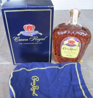 New Vintage 1971 Crown Royal Whiskey Liter with Box Bag