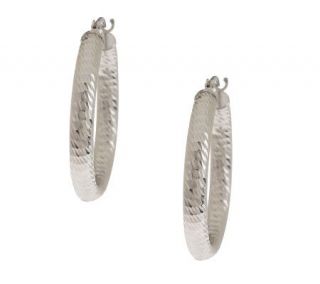 EternaGold Spiral Diamond Cut Hoop Earrings 14K White Gold —