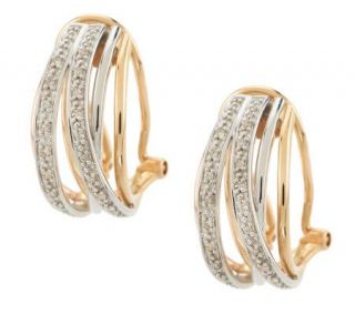 Tri color Highway Design Earrings with 1/10 cttw Diamond, 14K