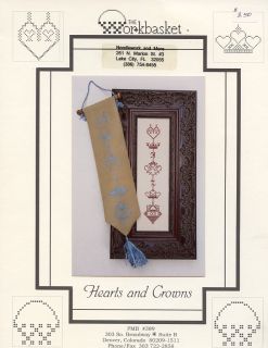hearts and crowns 232x43 cross stitch pattern leaflet