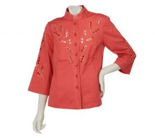 Bob Mackies Open Front Cut Out Embroidery Jacket —