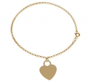 Rolo Link Bracelet with Heart Charm 14K Gold —