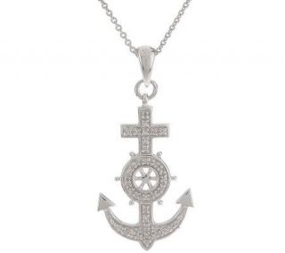 AffinityDiamond 1/10 ct tw Sterling Anchor Pendant w/18 Chain