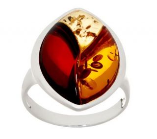 Colors of Baltic Amber Inlay Design Sterling Ring —
