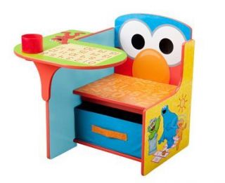 Childrens Activity Arts Crafts Desk Chair w Storage Bin Sesame Street