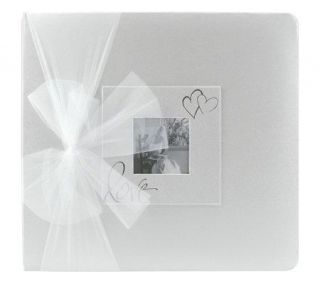 Teri Martin Silver Foil Stamped Wedding Album with Tulle Bow
