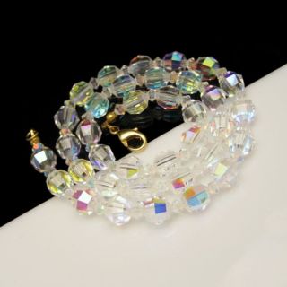 Vintage Necklace Gorgeous Sparkling Crystal Beads Aurora Boralis AB