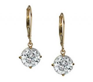 Diamonique 100 Facet 4 ct tw Lever Back Earrings, 14K Gold —