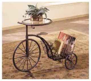 Powell Rustic Iron Tricycle Table with MagazineRack —