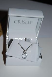 Crislu Micro Pavé Checkerboard Gems Necklace, 16 White NWT in box $