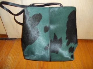 CRISTIAN tote shoulder bag leather green, black tassel made in Italy