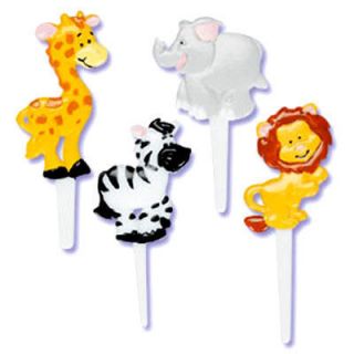 ZOO ANIMALS CUPCAKE PICKS Cake Toppers Party Favors Decorations Jungle