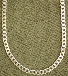 Sterling Silver Curb 4 5mm Chain Necklace Mens Italy