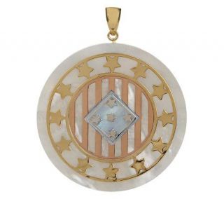 Smithsonian Flag or Eagle Mother of Pearl Pendant 14K Gold   J260620