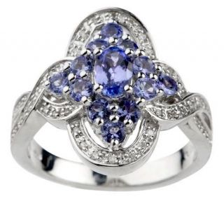 Sterling 1.00 ct tw Tanzanite and 1/10 ct tw Diamond Ring —
