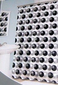 Contemporary Spheres Shower Curtain Black Gray Dots New