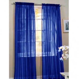 HLC Me 4 Pcs of Navy Blue Sheer Curtains Window Treatment Panel