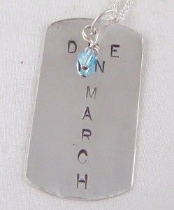 Custom Hand Stamped Dog Tag Pregnant Maternity Necklace