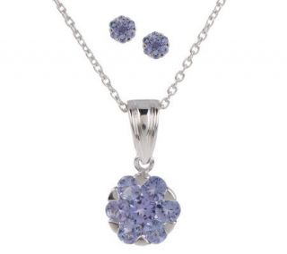 Sterling 2.00 ct tw Tanzanite Earring and Pendant Set   J153625