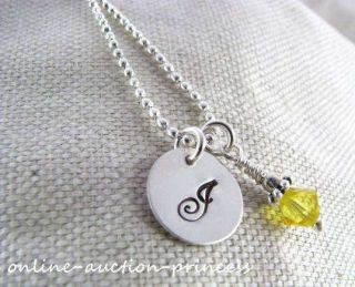  Sterling Silver Hand Stamped YOUR Initial Necklace Personalized Custom