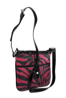 hot pink and black zebra crossbody bag black trim