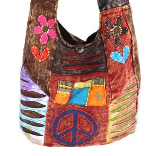   Daisy Embroidery Patchwork Trashy Chik Cotton Tie Dye Nepal Hobo Bag