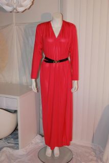 Oscar de La Renta Vtg Red Goddess Dress Caftan Gown XL