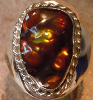 New Mens Sterling Silver Jewelry 10 61 Carat Fire Agate Gemstone Ring
