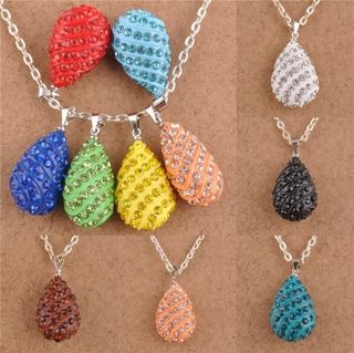 Austrian Crystal Pave Disco Drop Style Beads Necklace Pendants Charms