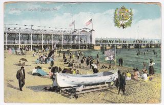 Canada Crystal Beach on Bathing Scene 1910 Postcard Buffalo NY Transit
