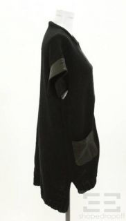 CUT25 Black Cotton Leather Zip Up Cardigan Size S