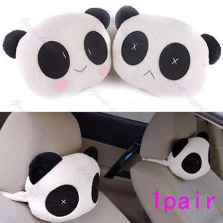 1pair Cute Panda Car Seat Plush Head Waist Neck Lumbar Rest Cover