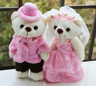 Couple Pink Standing Wedding Teddy Bear Stuffed Animals Wedding Gifts