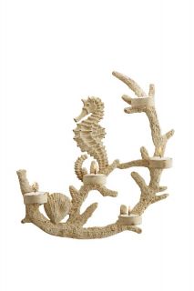 White Coral Seahorse Wall Mount Tea Light Candle Holder