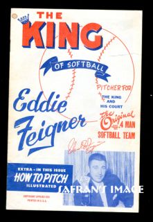 Vintage Eddie Feigner King and His Court Signed Program Softball Fans
