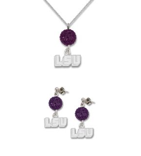 LSU Tigers Ovation Crystal Necklace Earrings
