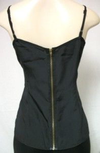 Size M Miley Cyrus Sexy Black Ruffle Cami w Trendy Exposed Back Zipper