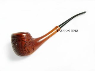 Lady Wooden Tobacco Pipe Engraved Rio Long Smoking Pipe