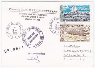  Antarctic Territory 1980 TAAF Alfred Faure Crozet Postcard