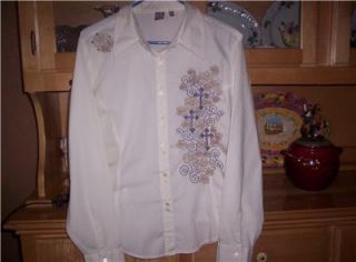 CRUEL GIRL BUTTON FRONT SHIRT L /S EMBROIDERED S/ LARGE REALLY NICE